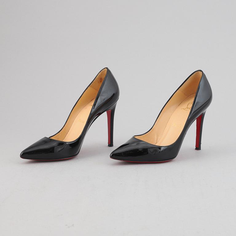 Christian Louboutin, a pair of patent leather high heel shoes, size 37 ½.