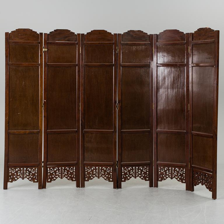 A chinese 20th century six-panel relief wood screen.
