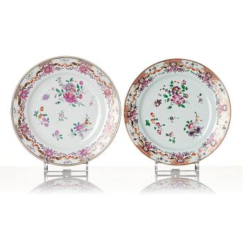 A set of twelve famille rose dishes, Qing dynasty, Qianlong (1736-95).