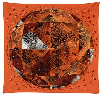 446. A silk scarf "Fauburg by night" by Hermès.