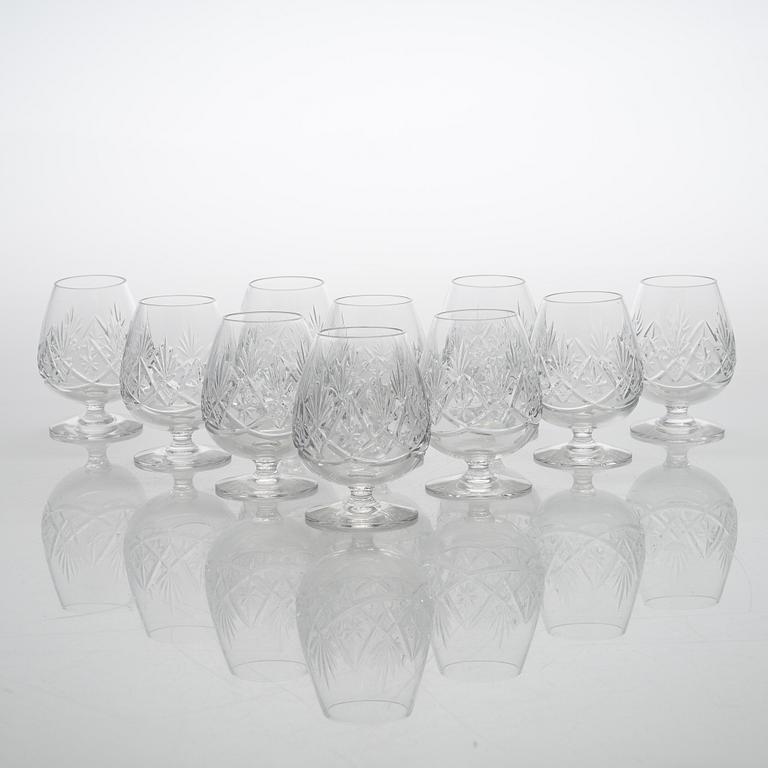 An 'Yrjö' crystal glassware set, 58 pieces, Riihimäen Lasi, Finland, latter half of the 20th century.