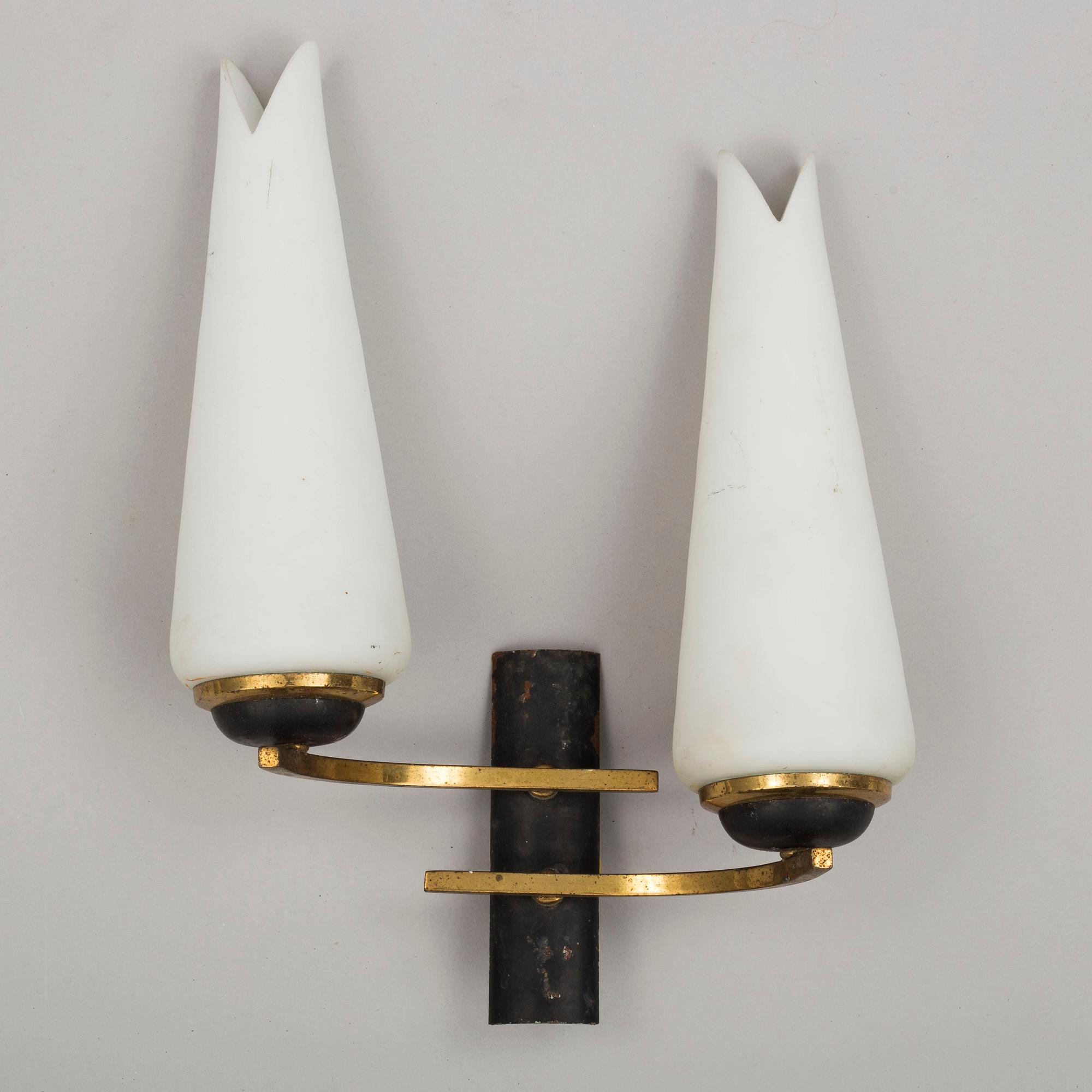 a set of four wall lamps, second half of the 20th century, possibly from Italy.