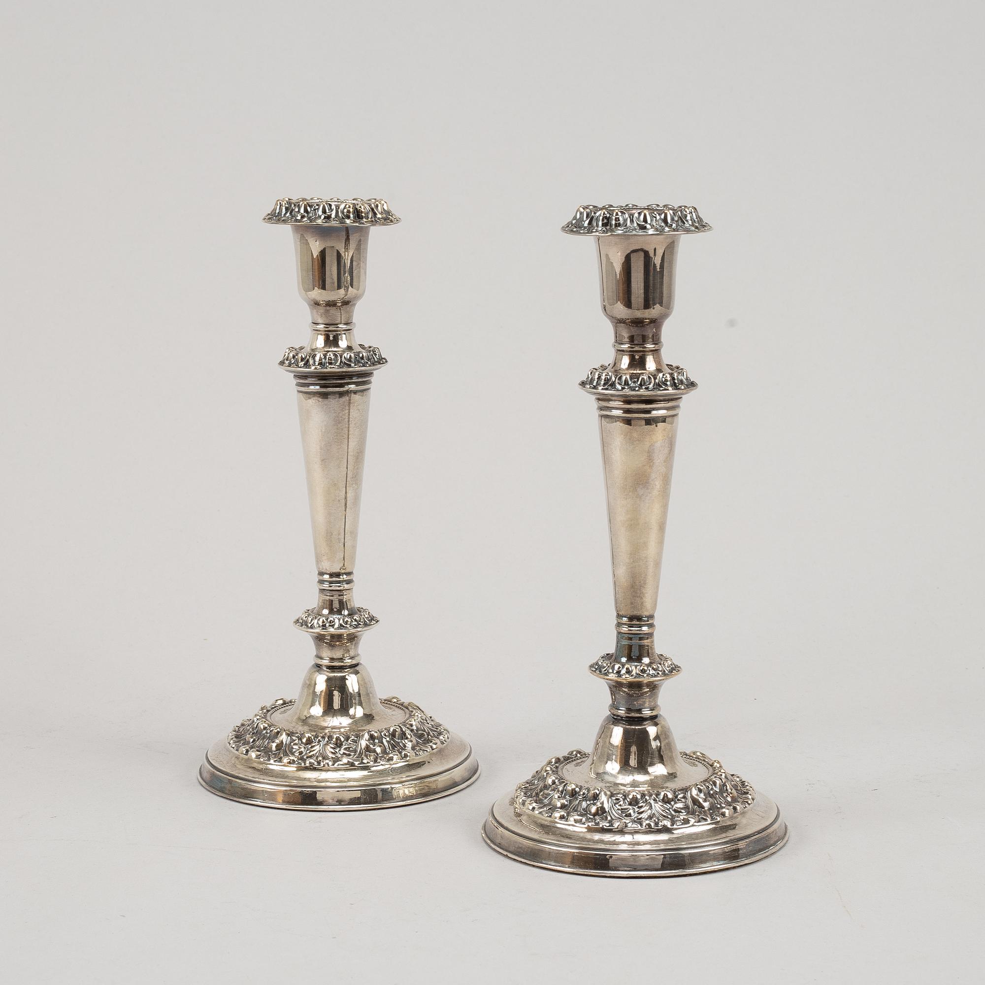 A pair of 19th century silver-plated candlesticks.