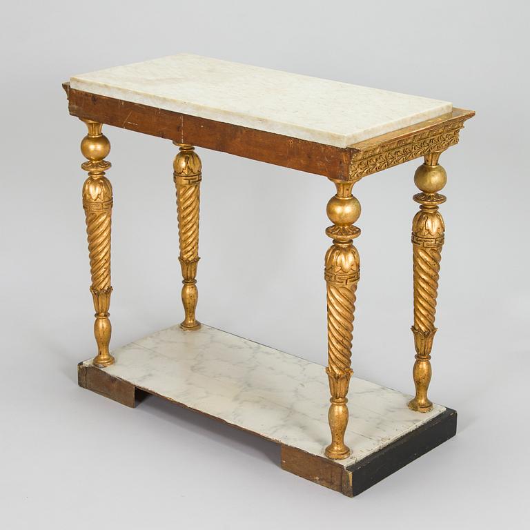 Jonas Frisk, Konsolipöytä, signeerattu J Frisk (toiminut 1805 - 1824), Tukholman hallileima, epäselvä vuosi. Myöhäiskustavilainen.