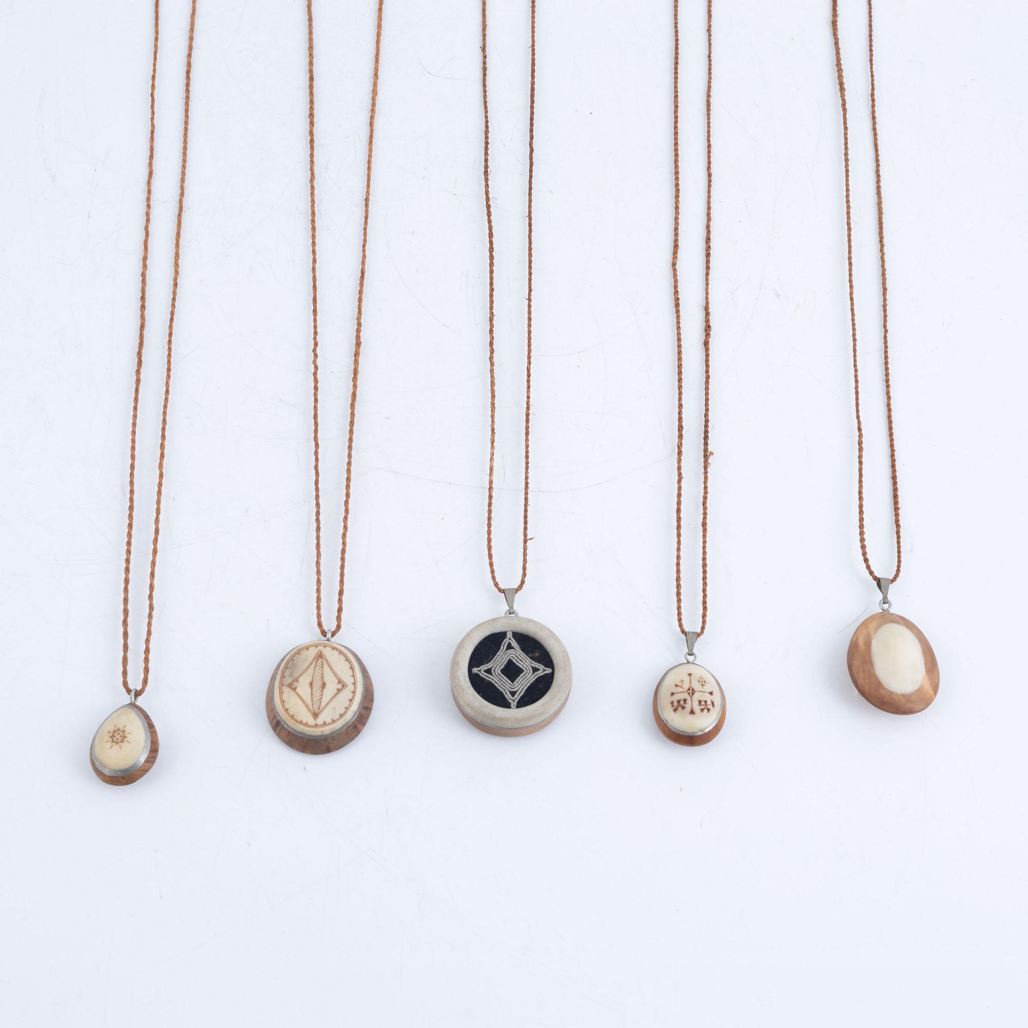 Sami work, 7 charms, 20th century.