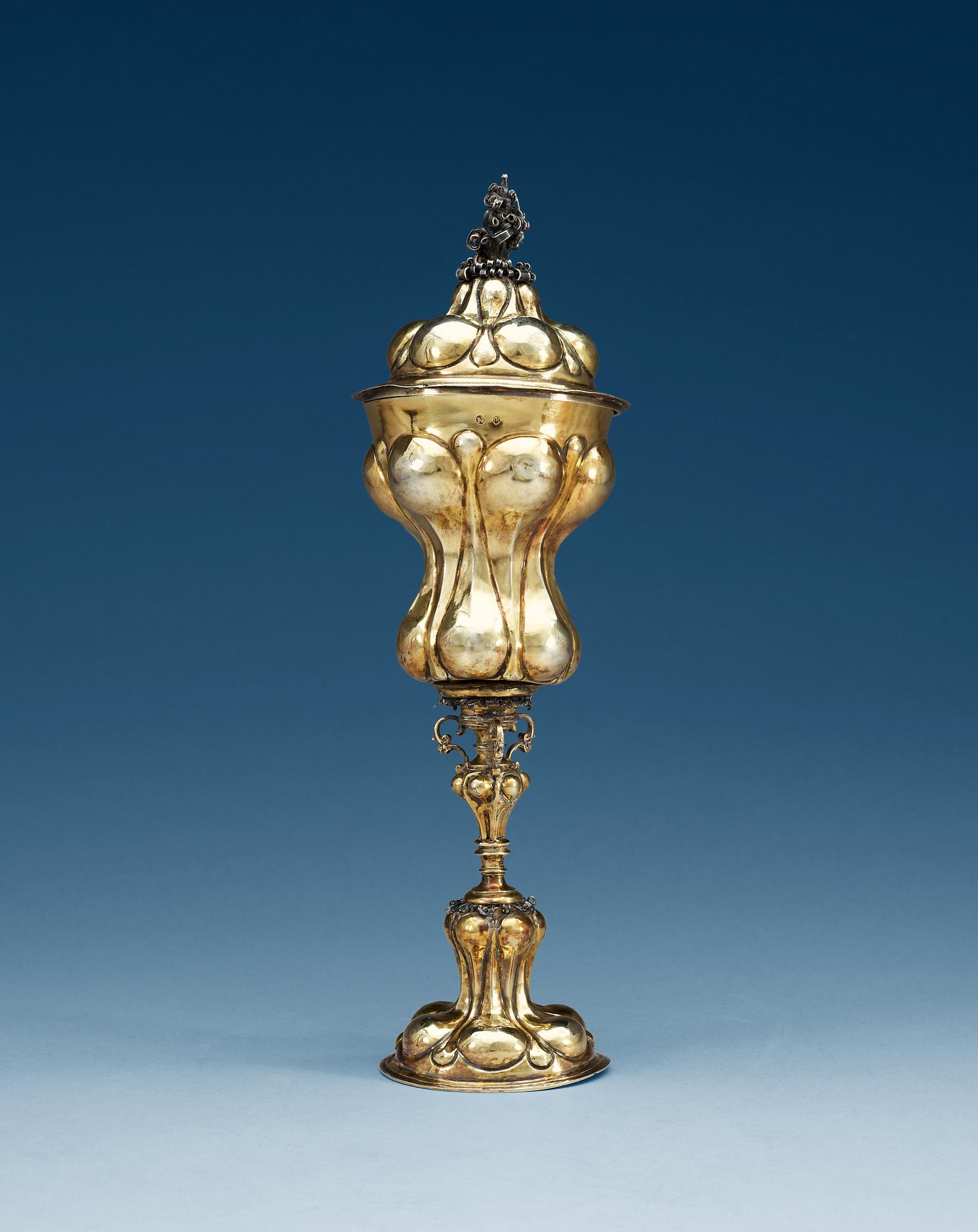 A German late 16th/early 17th century silver-gilt cup and cover, makers mark of Nicolaus Jung, Nürnberg (1595-1609).
