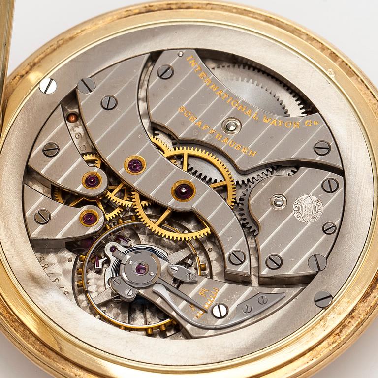 International Watch Co. (IWC), pocket watch, 50 mm, 14K gold, lever escapement.