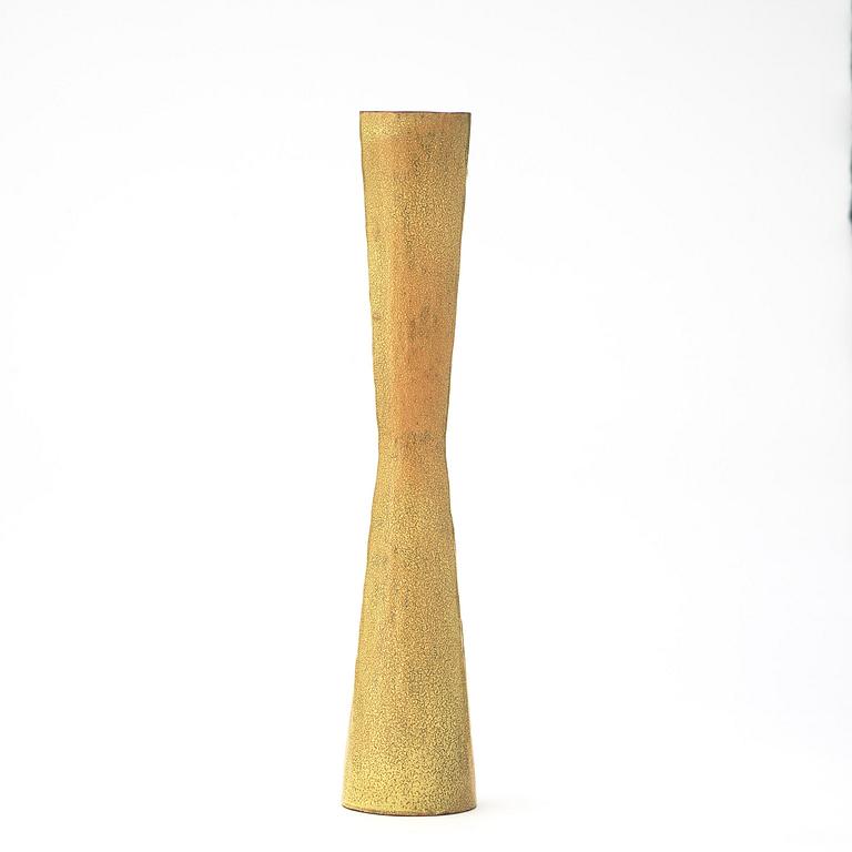 PAOLI DE POLI, a yellow and green enameled vase on copper, Italy 1950's.