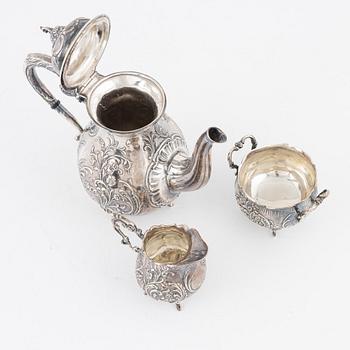 Kaffeservis, 3 delar, silver, Gewe Silvervarufabriken Ab, Malmö 1962.