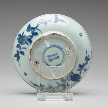 A set of 10 (9+1) blue and white dishes, Ming dynasty, Tianqi/Chongzhen.