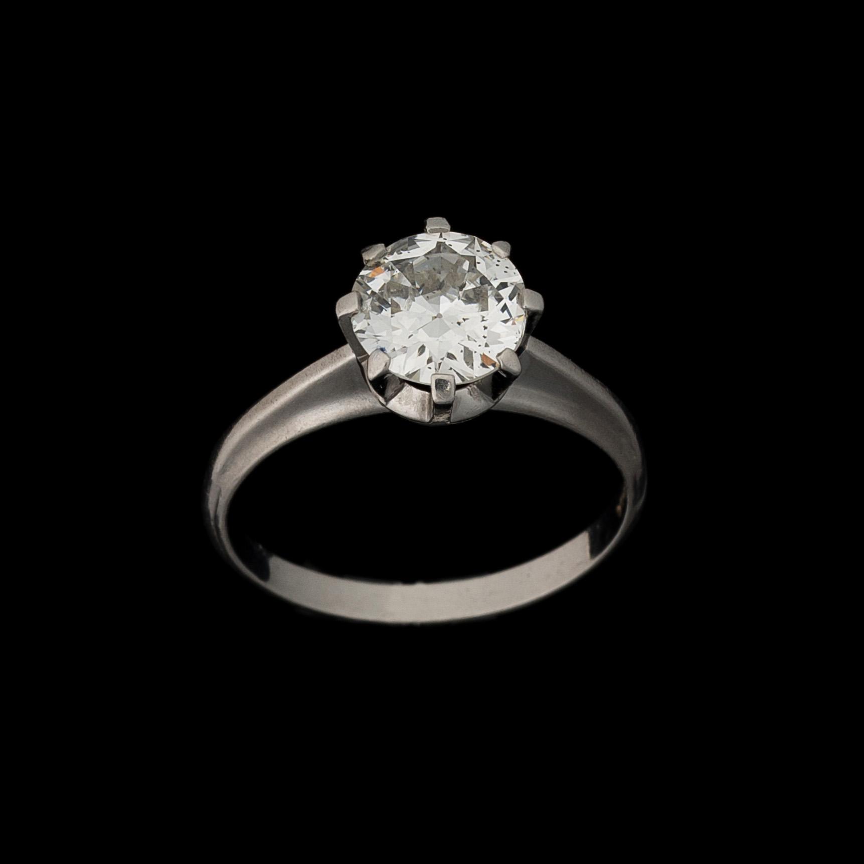 RING, briljantslipad diamant, platina. Westerback, Helsingfors.