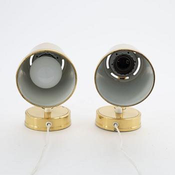 Vägglampor, ett par, Bröderna Johansson Autometall, Skellefteå, 1960-tal.