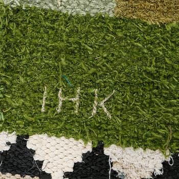 INGRID HELLMAN-KNAFVE , rag rug, signed IHK, 1960/70s.