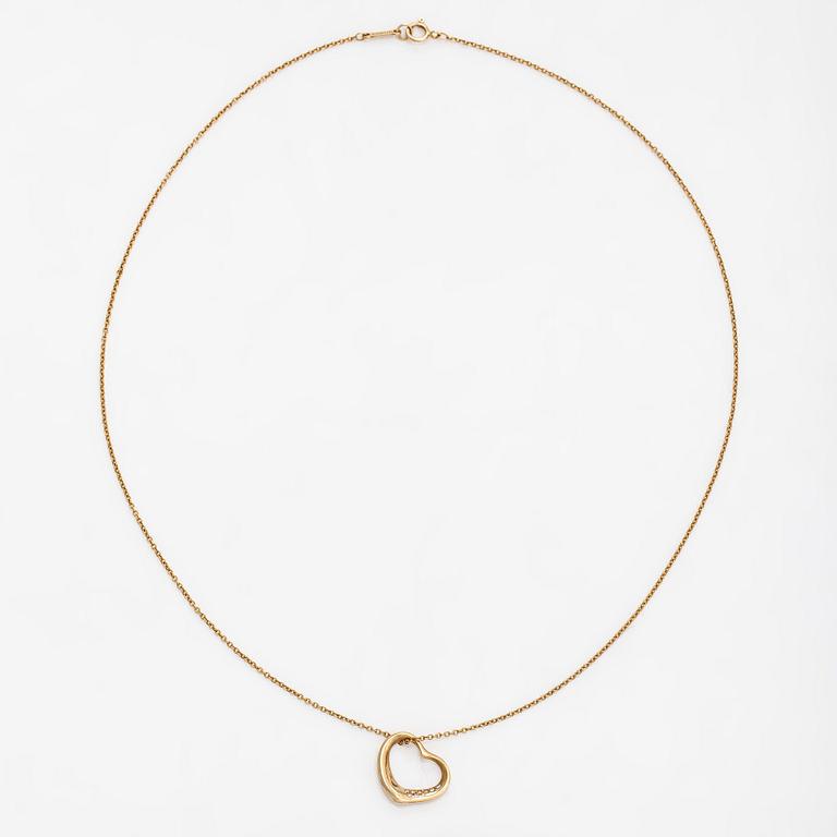 Tiffany & Co, Elsa Peretti, halsband, "Open Heart", 18K guld och små diamanter.