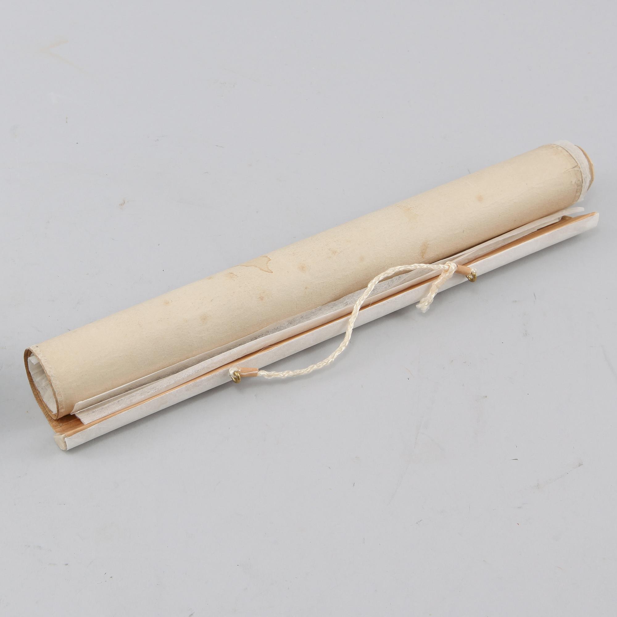 KAKEMON, blandteknik på papper, Japan, troligen 1800-tal.