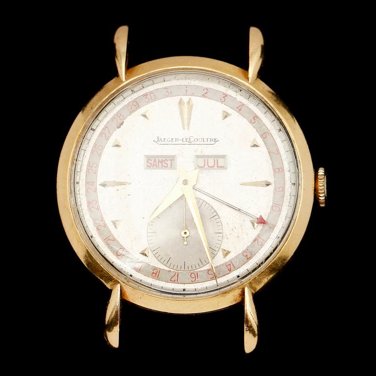 HERRARMBANDSUR, 18 k guld, Jaeger-leCoultre, Triple Date, 1950-tal.