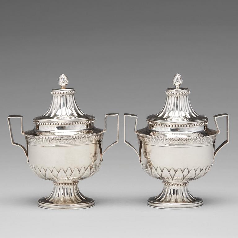 A pair of Swedish Gustavian silver sugar-bowls, mark of Wilhelm Smedberg, Karlstad (1777-1810).