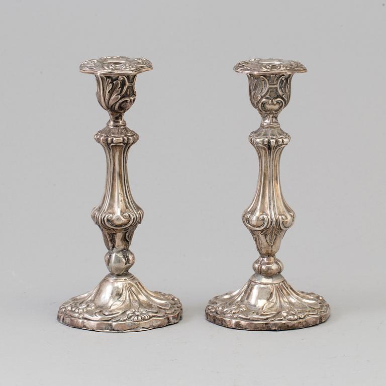 A pair of silver candlesticks probably by Carl Fredrik Hultbom, Stockholm 1848.