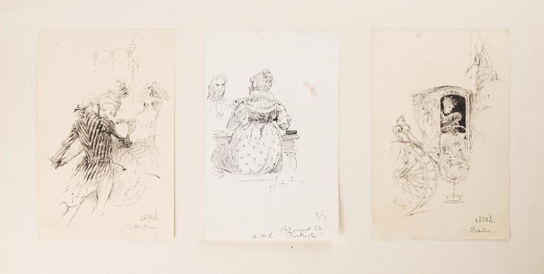 Carl Larsson, "Pennteckningar till Anna Maria Lennergrens samlade skaldeförsök" (Drawings for Anna Maria Lenngrens collected poems).