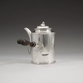 A Swedish 18th century silver coffee-pot, Julius Marianus Bergs, Stockholm 1784.