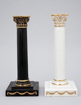 LJUSSTAKAR, 2 st, porslin, Gustavsberg, sekelskiftet 1900.