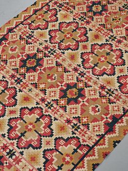 A BEDCOVER, double-interlocked tapestry, "Dubbelstjärnor", ca 179,5-182-5 x 120-121,5 cm, north eastern Scania (Sweden).