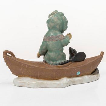 Lladró, five figurines, including "Arctic friends", "Arctic allies", "The old fishing hole", Spain.