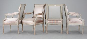 SALONGSGRUPP, 5 delar, Louis XVI-stil. 1800-talets senare hälft.