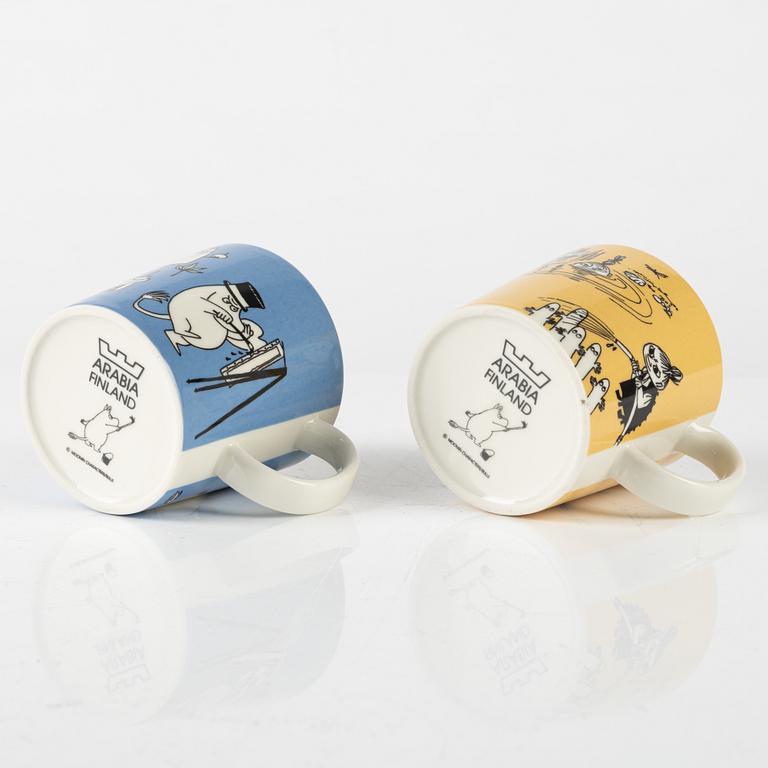 Two porcelain Moomin mugs, Arabia, Finland, 1990-96.