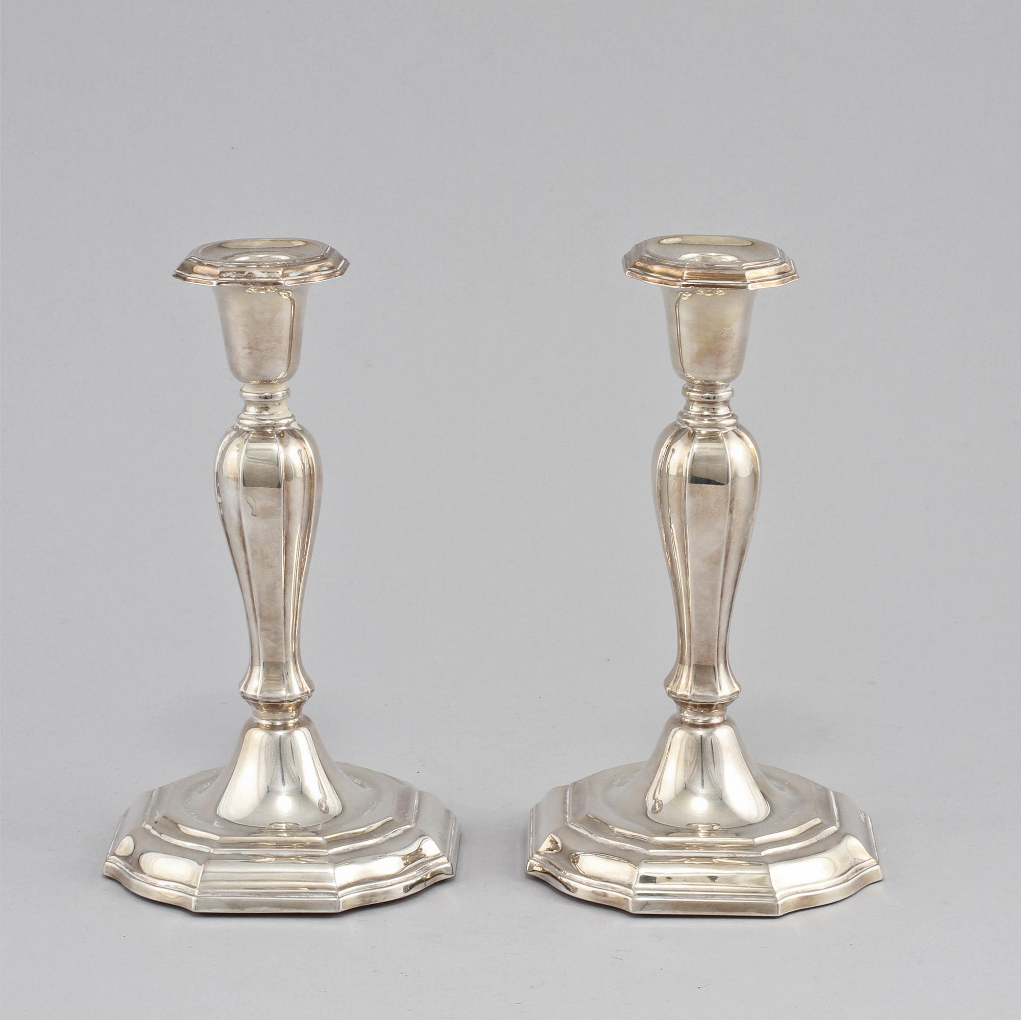 LJUSSTAKAR, ett par, silver, GAB, Stockholm, 1966.