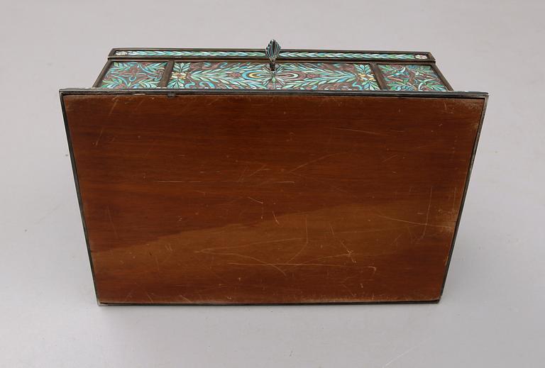 A Ferdinand Boberg Art Nouveau silver and enamel jewelry box, CG Hallberg, Stockholm 1909.