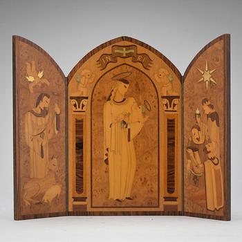 IKON, triptyk. "Jesu födelse". Ej signerad.  1900-talets första hälft.