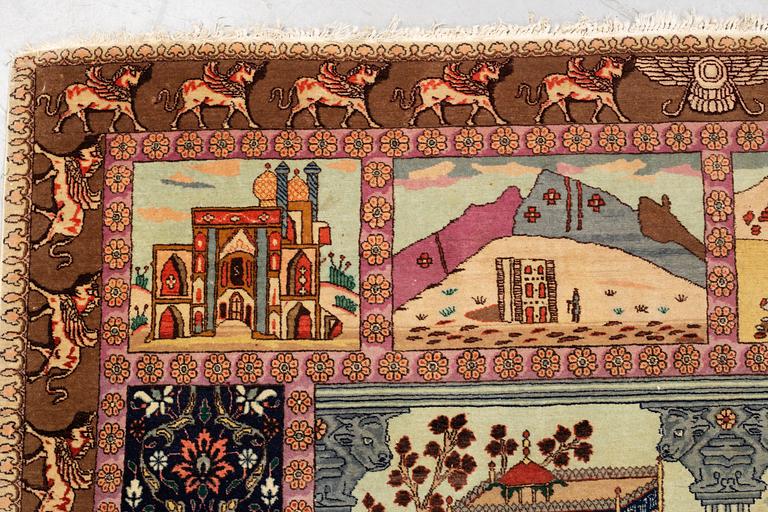 Matto, semi-antique Tabriz, "The four seasons", ca 261 x 175 cm.