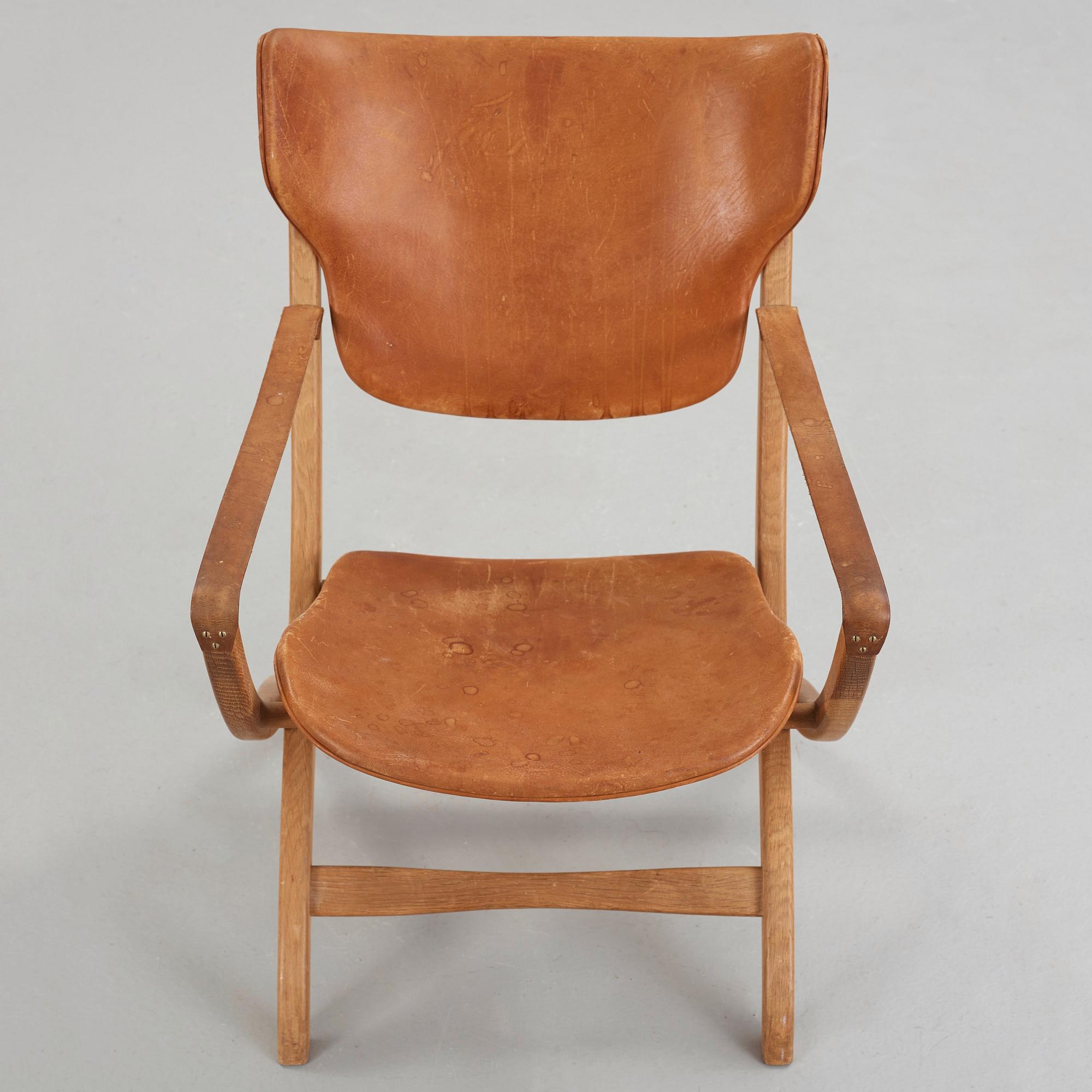 POUL HUNDEVAD, fällstol, "The Egyptian", Vamdrup, Danmark, 1950-60-tal.