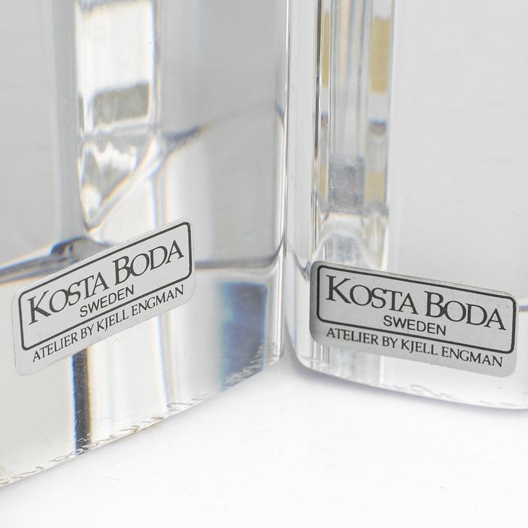 Kjell Engman, two glass sculptures, Kosta Boda.