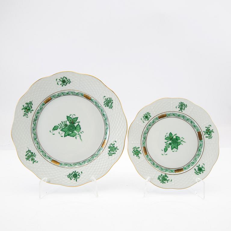 Service 61 pcs "Golden Age/Apponyi Green" Herend Hungary, late 20th century, porcelain.