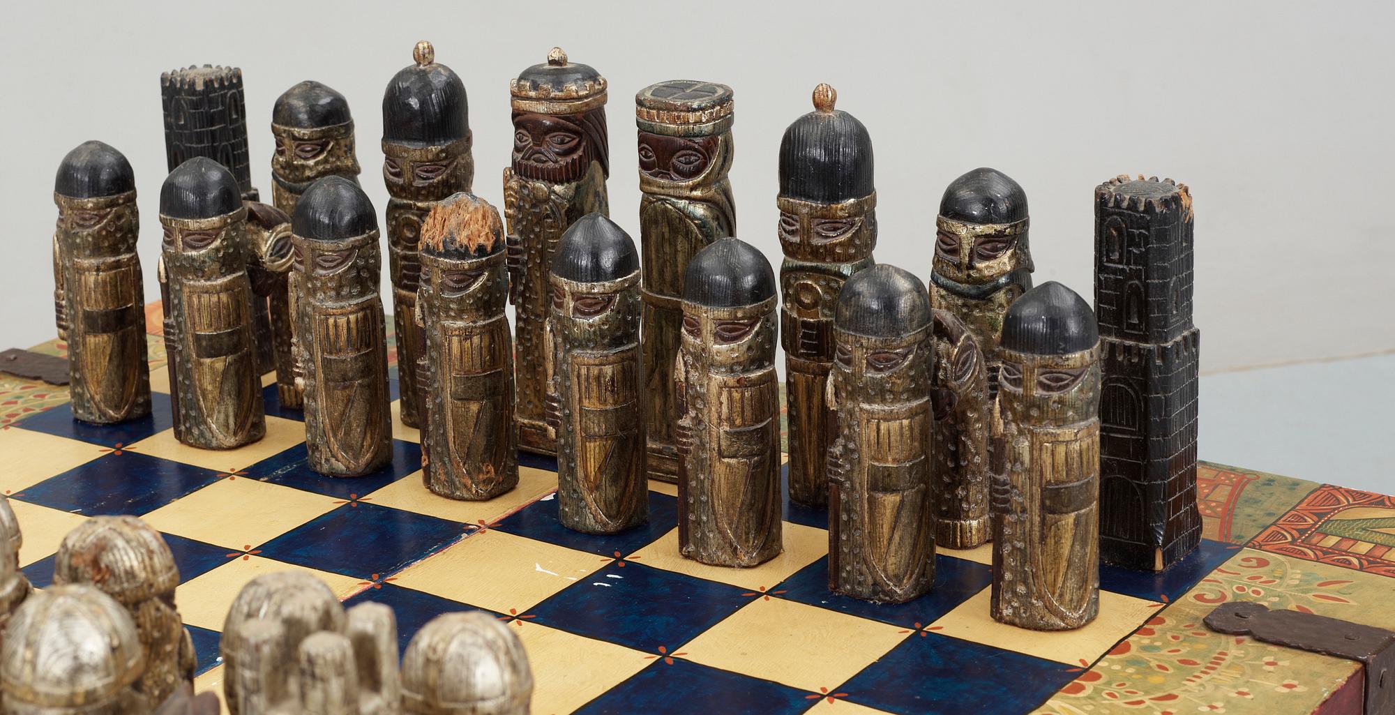 SCHACKBORD, trä, sent 1900-tal.