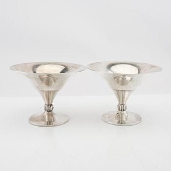 Footed bowls, a pair, silver, KG Markströms, 1929, Uppsala.