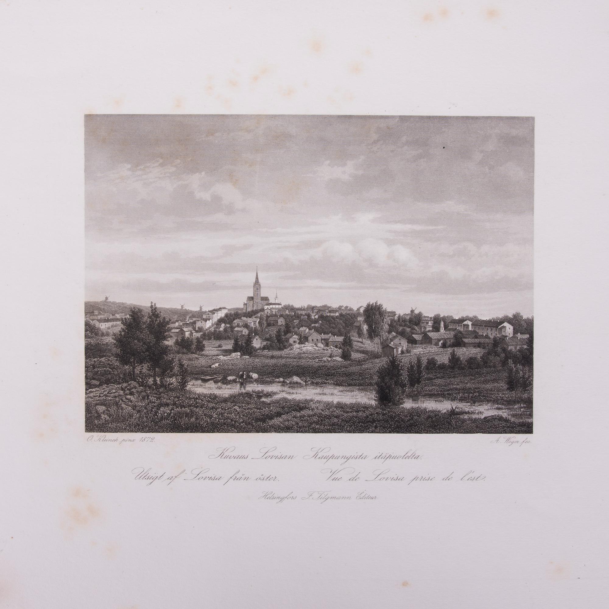 PARTI GRAVYRER, 14 st, stålstick, "En resa i Finland", A. Weger, 1870-tal.