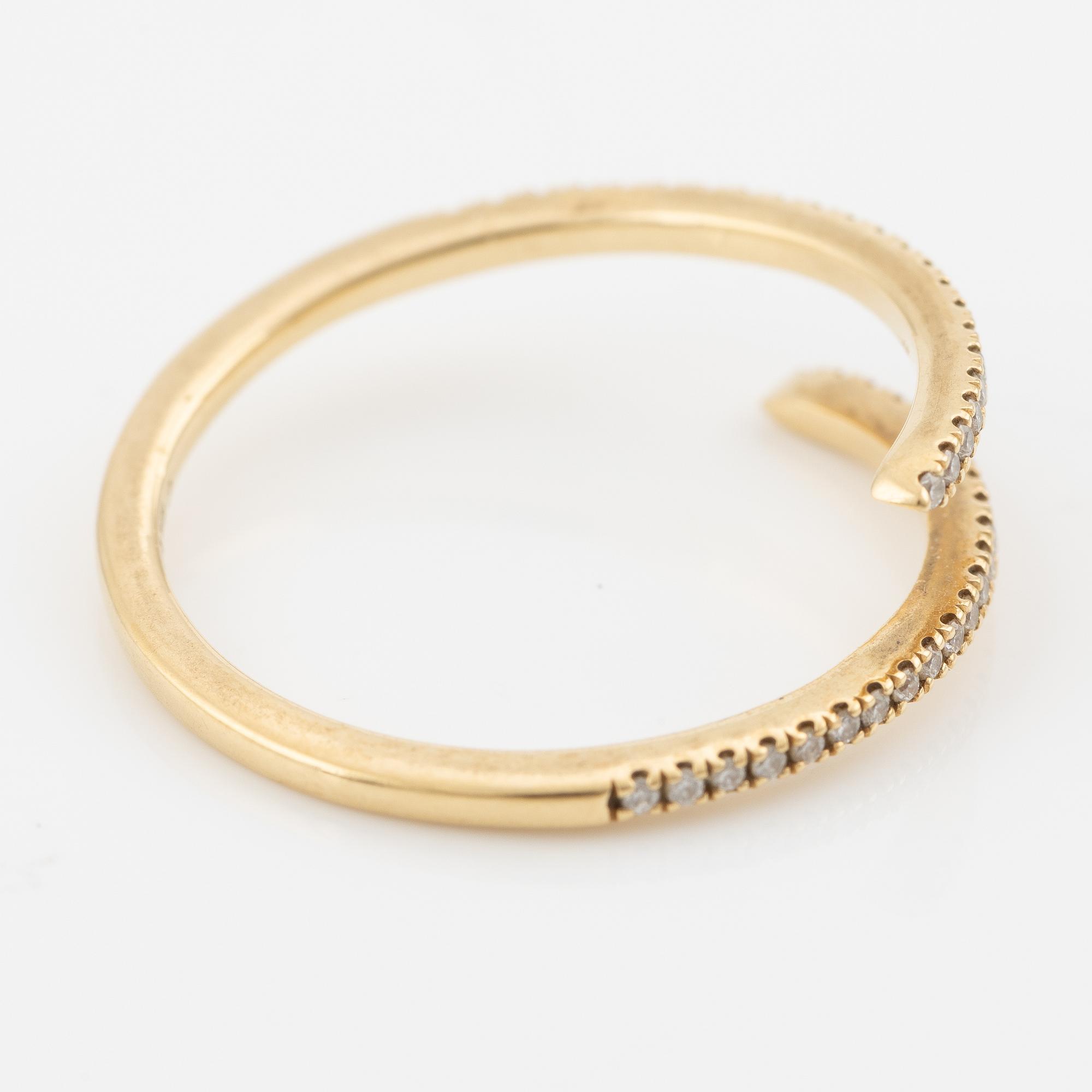 Engelbert, rings, 2 pcs, "Petit Spin ring" and "Double Spin ring", 18K gold, one with brilliant-cut diamonds.