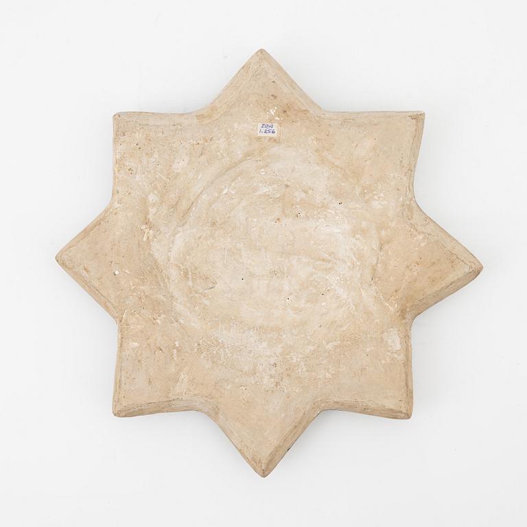 Kakelplatta, glaserat lergods, Qajardynastin Persien (Iran), 1800-tal.