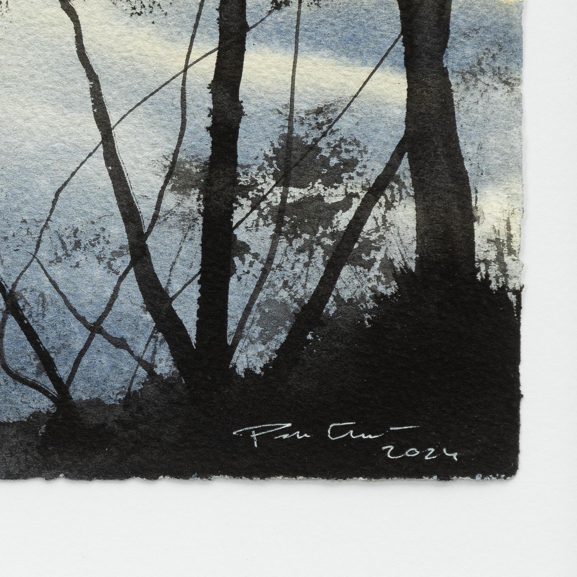 Peter Eugén, Evening twilight by the lake with trees.