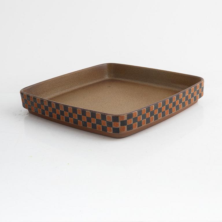 Stig Lindberg, a "Silur" tray, Gustavsberg, also Sylvia Leuchovius, a tray and stand, Rörstrand, Sweden.