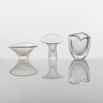 Tapio Wirkkala, two 'Kantarelli' vases and a bowl, Iittala, Finland.