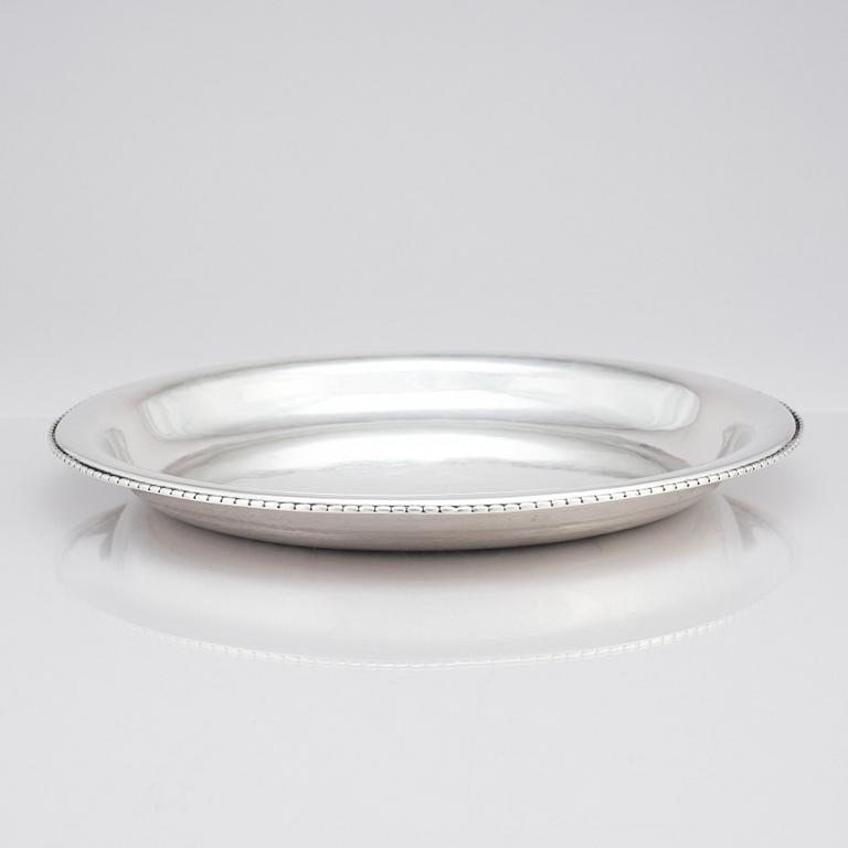 Georg Jensen, a silver tray, model 290, Copenhagen 1915-27, Swedish import marks GABF.