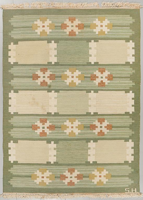 A SWEDISH FLATWEAVE, SIGNED SH, 230 x 165 cm.