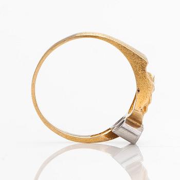 Björn Weckström, Ring, "Diamantlöv", 18K guld/platina, 8/8-slipade diamanter,  Lapponia 1979.