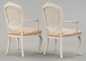 KARMSTOLAR, ett par, gustaviansk stil, sent 1800-tal.