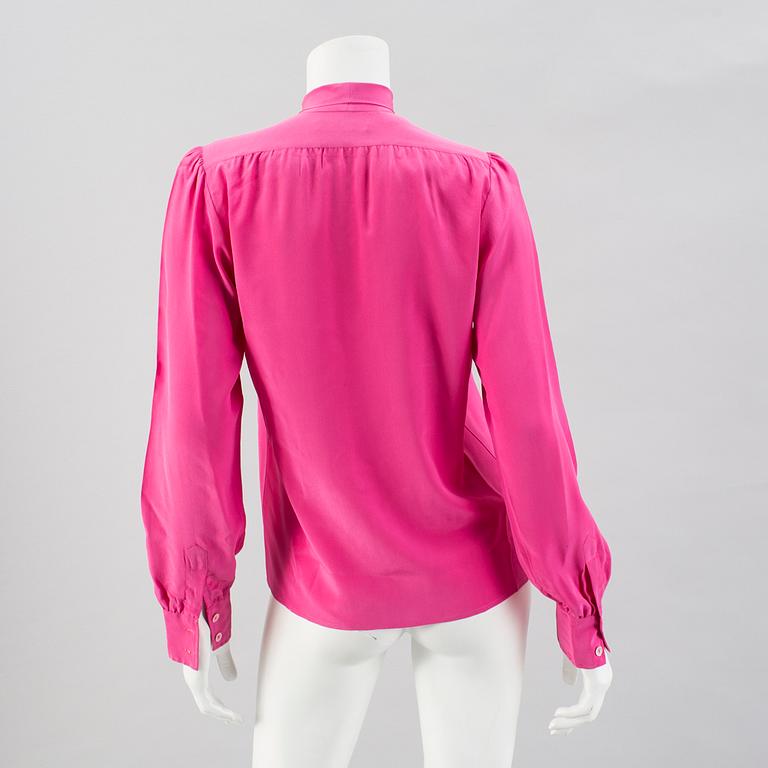 YVES SAINT LAURENT, tied blouses, 2 pieces, french size 40.