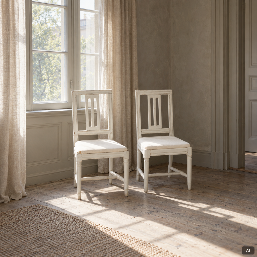 Six Gustavian chairs, late 18th century.